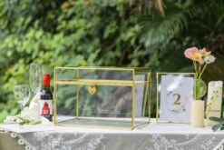 Handmade 12" Large Gold Rectangle Geometric Glass Card Box With Slot Lock For Keepsake, Wedding Reception, Postbox -Ncyp Garden Sale Shop G01A5585 1082b2b8 cebf 481b 9f1d d67dc6841852