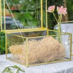 Handmade 12" Large Gold Rectangle Geometric Glass Card Box With Slot Lock For Keepsake, Wedding Reception, Postbox -Ncyp Garden Sale Shop G01A5695 d6aaf45d dcbd 451f b651 17c2ddb1b672