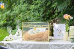 Handmade 12" Large Gold Rectangle Geometric Glass Card Box With Slot Lock For Keepsake, Wedding Reception, Postbox -Ncyp Garden Sale Shop G01A5801 0be7a6df 532b 46ad 9215 36e4d56f8d57