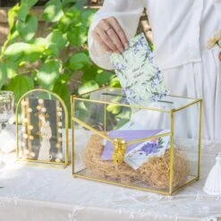 Handmade Envelope Shape Geometric Glass Wedding Card Box Terrarium With Slot, Heart Lock Key -Ncyp Garden Sale Shop G01A7259 dd5468c6 19d7 49eb bd8e 84c67713f578