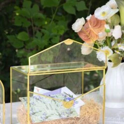 Handmade Envelope Shape Geometric Glass Wedding Card Box Terrarium With Slot, Heart Lock Key -Ncyp Garden Sale Shop G01A7294 e24d24dd aa69 42ff 81a4 2a19b6907620