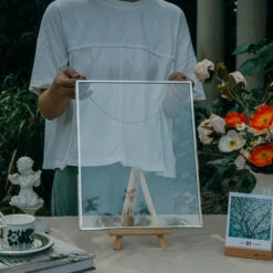 Handmade Silver 11x14" Hanging Double Glass Pressed Flower Floating Frame -Ncyp Garden Sale Shop G01A9657