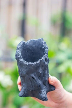 Small Black Tree Stump Like Planter, For Terrarium, Microlandscape -Ncyp Garden Sale Shop IMG 0668