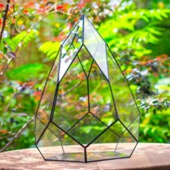 Large 16" Tall And Wide Teardrop Tin And Glass Terrarium, Close, With Door -Ncyp Garden Sale Shop IMG 1211 1