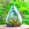 Large 16" Tall And Wide Teardrop Tin And Glass Terrarium, Close, With Door