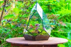 Large 16" Tall And Wide Teardrop Tin And Glass Terrarium, Close, With Door -Ncyp Garden Sale Shop IMG 1316