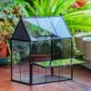 NCYP Vintage House Shape Glass Geometric Terrarium, With Side Door, With Mesh Vent Holes For Small Insects Pet