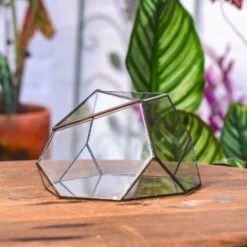 Geometric Terrarium Irregular, Handmade,Tin And Glass