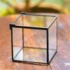 Handmade Cube Mini 4 Inches Close Geometric Glass Tin Terrarium, Greenhouse Planter For Moss, Christmas Gift, Terrarium Only