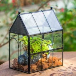 NCYP Vintage House Shape Glass Geometric Terrarium, With Side Door, With Mesh Vent Holes For Small Insects Pet -Ncyp Garden Sale Shop IMG 7008 2