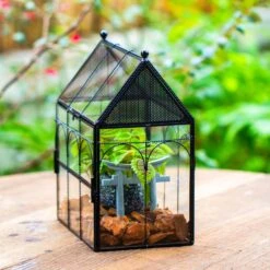 NCYP Vintage House Shape Glass Geometric Terrarium, With Side Door, With Mesh Vent Holes For Small Insects Pet -Ncyp Garden Sale Shop IMG 7023 2