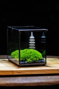 Preserved Moss Terrarium Miniature DIY Set, Japanese Zen Style, Preserved Leucobryum Moss And Pagoda, 17*10*12cm / 6.7 X 3.9 X 4.7" -Ncyp Garden Sale Shop IMG 7482