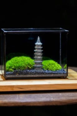 Preserved Moss Terrarium Miniature DIY Set, Japanese Zen Style, Preserved Leucobryum Moss And Pagoda, 17*10*12cm / 6.7 X 3.9 X 4.7" -Ncyp Garden Sale Shop IMG 7483