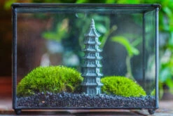Preserved Moss Terrarium Miniature DIY Set, Japanese Zen Style, Preserved Leucobryum Moss And Pagoda, 17*10*12cm / 6.7 X 3.9 X 4.7" -Ncyp Garden Sale Shop IMG 7764
