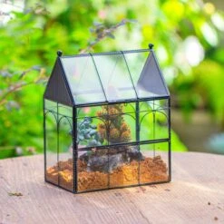 NCYP Vintage House Shape Glass Geometric Terrarium, With Side Door, With Mesh Vent Holes For Small Insects Pet -Ncyp Garden Sale Shop IMG 7917 2