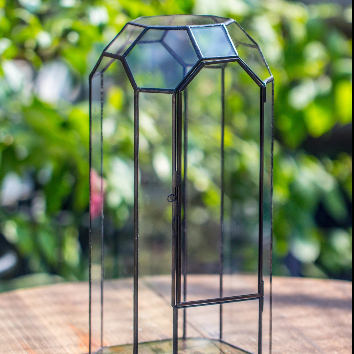 Vintage Tall Octagon Geometric Tin Glass Terrarium , 12.6" , Close, Suitable For Tall Plants, Orchid, Small Begonia Pitcher, Micro Landscape -with White Light Set 3 Vintage Tall Octagon Geometric Tin Glass Terrarium , 12.6" , Close, Suitable For Tall Plants, Orchid, Small Begonia Pitcher, Micro Landscape -with White Light Set - Image 3