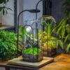 Vintage Tall Octagon Geometric Tin Glass Terrarium , 12.6" , Close, Suitable For Tall Plants, Orchid, Small Begonia Pitcher, Micro Landscape -with White Light Set