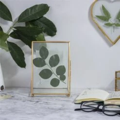 5x7" Brass Gold Tabletop Vintage Frame Geometric Ornament Plant Specimen Clip Modern Decor Card Holder 2-Folded Reception Engagement -Ncyp Garden Sale Shop il fullxfull.2266648471 ofxn