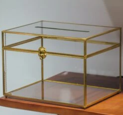12"Large Gold Foot Rectangle With Slot Geometric Glass Card Box Keepsake Recipe Reception Envelope Holder Display Gift With Swing Lid Latch -Ncyp Garden Sale Shop il fullxfull.3820702863 a4uy