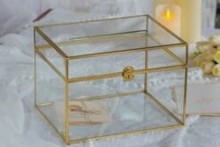 12"Large Gold Foot Rectangle With Slot Geometric Glass Card Box Keepsake Recipe Reception Envelope Holder Display Gift With Swing Lid Latch -Ncyp Garden Sale Shop il fullxfull.3820703095 j1wo