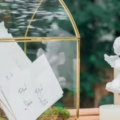 House Shape Arched Top Vintage Glass Card Box Terrarium, Handmade Brass For Wedding Receiption Wishwell Keepsake -Ncyp Garden Sale Shop il fullxfull.3955046137 ikvh