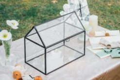 Geometric Glass Card Box Terrarium, Black, Handmade, House Shape,for Wedding Receiption, Wishwell, Keepsake Centerpiece -Ncyp Garden Sale Shop il fullxfull.4527308652 bpx8