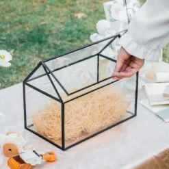 Geometric Glass Card Box Terrarium, Black, Handmade, House Shape,for Wedding Receiption, Wishwell, Keepsake Centerpiece -Ncyp Garden Sale Shop il fullxfull.4527309328 18lz
