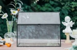 Geometric Glass Card Box Terrarium, Black, Handmade, House Shape,for Wedding Receiption, Wishwell, Keepsake Centerpiece -Ncyp Garden Sale Shop il fullxfull.4527311296 oon1