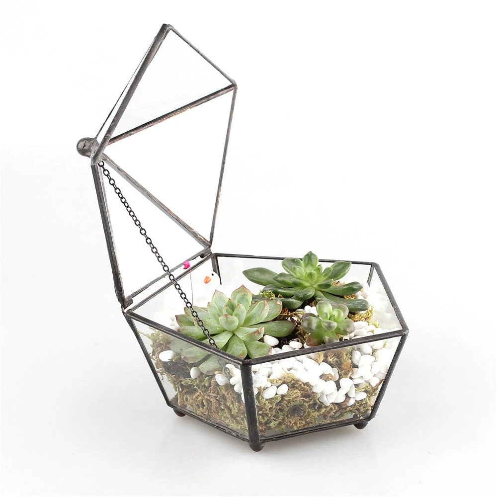 Handmade Small Modern Clear Jewelry BoxGlass Geometric Terrarium For Wedding Planters Succulents 14 Handmade Small Modern Clear Jewelry BoxGlass Geometric Terrarium For Wedding Planters Succulents - Image 14