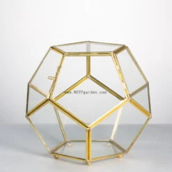 Handmade Copper Pentagon Glass Geometric Terrarium With Feet And Door For Succulent Moss Air Plant -Ncyp Garden Sale Shop product image 443095162