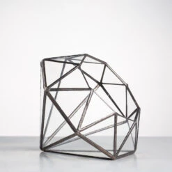 Handmade Diamond Open Glass Geometric Terrarium For Succulents Moss Fern Cacti