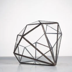 Handmade Diamond Open Glass Geometric Terrarium For Succulents Moss Fern Cacti -Ncyp Garden Sale Shop product image 477562845