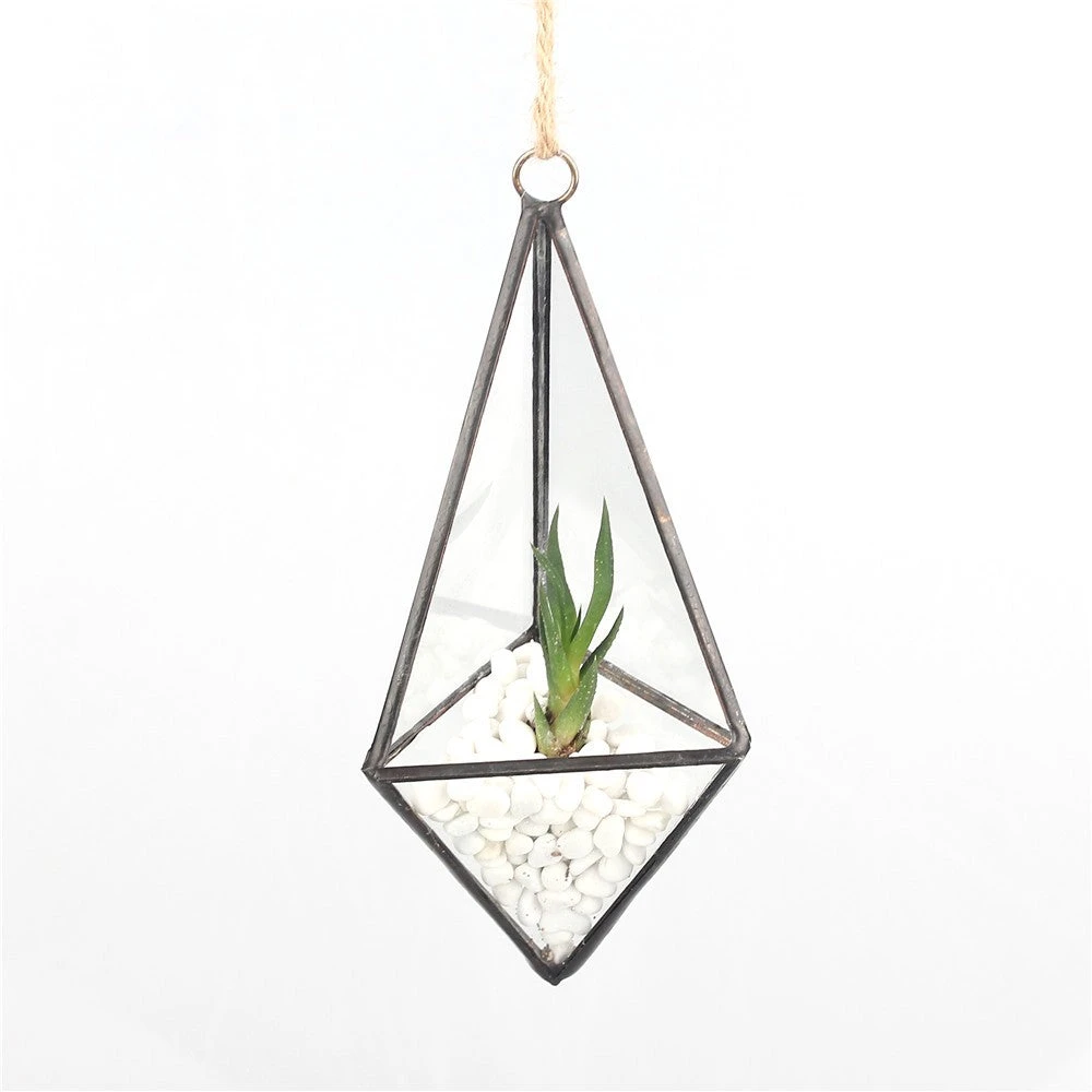Handmade Hanging Mini Triangular Glass Geometric Terrarium For Fern Moss Succulent Airplants 12 Handmade Hanging Mini Triangular Glass Geometric Terrarium For Fern Moss Succulent Airplants - Image 12