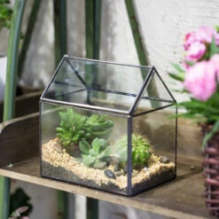 Handmade Black House Shape Glass Geometric Terrarium Wth Lid For Succulent Fern Moss Airplants -Ncyp Garden Sale Shop product image 564595372