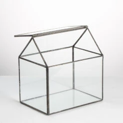 Handmade Black House Shape Glass Geometric Terrarium Wth Lid For Succulent Fern Moss Airplants -Ncyp Garden Sale Shop product image 564595375