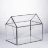 Handmade House Shape Glass Black Geometric Terrarium With Lid For Succulent Moss Airplants Cacti