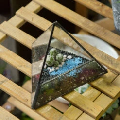 Handmade Small Pyramid Glass Geometric Terrarium For Ring Box Moss Cacti -Ncyp Garden Sale Shop product image 574378750