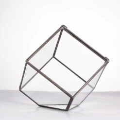 Handmade 10cm / 15cm Inclined Cube Glass Black Geometric Terrarium With Door For Succulent Moss -Ncyp Garden Sale Shop product image 575619546