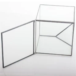 Handmade 10cm / 15cm Inclined Cube Glass Black Geometric Terrarium With Door For Succulent Moss -Ncyp Garden Sale Shop product image 575619548