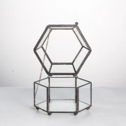 Handmade Small Glass Jewelry Geometric Box Terrarium For Succulents Ring Box