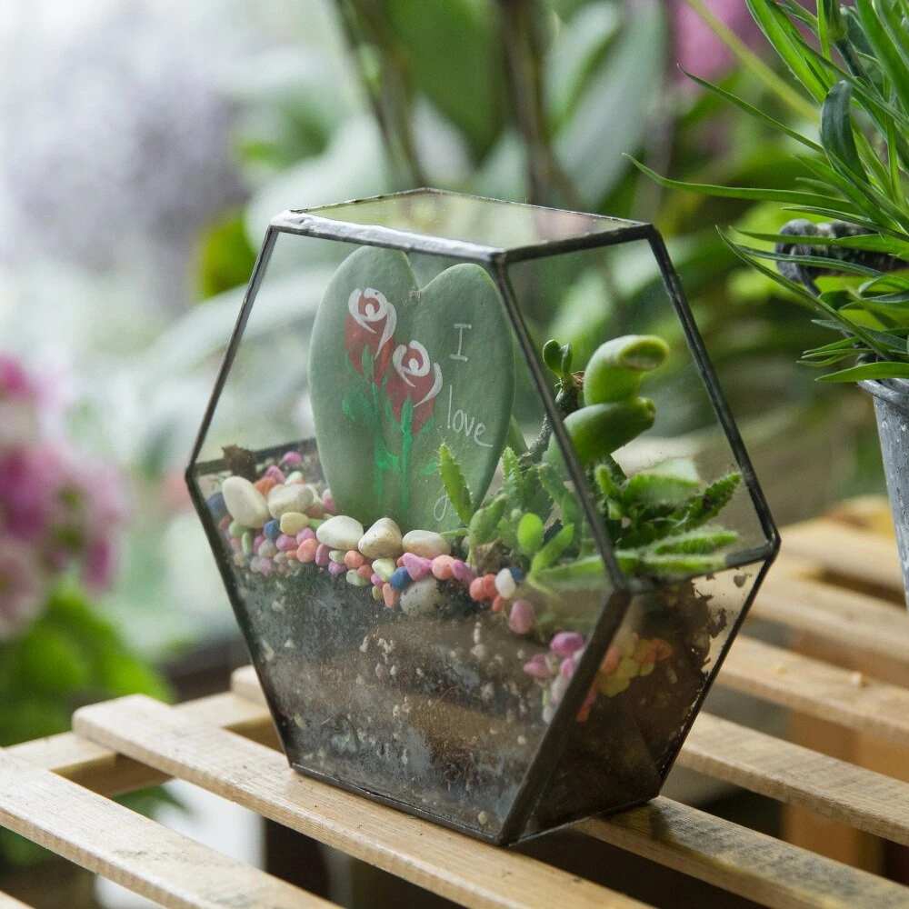 Handmade HoneycombThin Glass Geometric Terrarium For Succulents Moss 2 Handmade HoneycombThin Glass Geometric Terrarium For Succulents Moss - Image 2