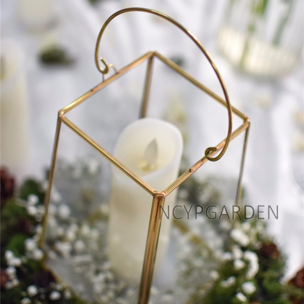 Handmade Copper Gold Echelon Geometric Glass Terrarium Holder Lantern Hanging Wall For Wedding 6 Handmade Copper Gold Echelon Geometric Glass Terrarium Holder Lantern Hanging Wall For Wedding - Image 6