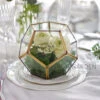 Handmade Gold Tabletop Polyhedron Glass Geometric Terrarium For Wedding Section Reception