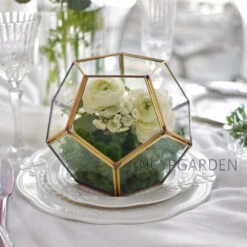 Ncyp Garden Sale Shop 29 Handmade Gold Tabletop Polyhedron Glass Geometric Terrarium For Wedding Section Reception