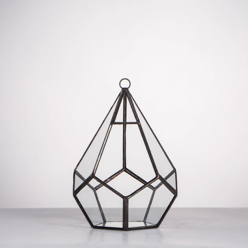 Handmade Artistic Hanging Glass Teardrop Diamond Geometric Terrarium With Loop For Succulent Moss 5 Handmade Artistic Hanging Glass Teardrop Diamond Geometric Terrarium With Loop For Succulent Moss - Image 5