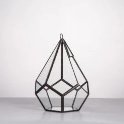 Handmade Artistic Hanging Glass Teardrop Diamond Geometric Terrarium With Loop For Succulent Moss