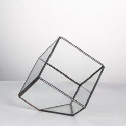Handmade 10cm Inclined Cube Vase Glass Geometric Terrarium Tabletop Flowerpot For Garden Succulents