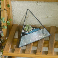 Handmade Small Pyramid Glass Geometric Terrarium For Ring Box Moss Cacti -Ncyp Garden Sale Shop product image 997415092