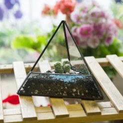 Handmade Small Pyramid Glass Geometric Terrarium For Ring Box Moss Cacti -Ncyp Garden Sale Shop product image 997415095