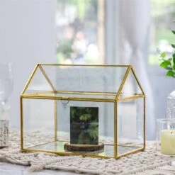 Handmade Gold House Shape Glass Geometric Terrarium Card Wishwell Reception Box For Wedding Ceromony 27 Handmade Gold House Shape Glass Geometric Terrarium Card Wishwell Reception Box For Wedding Ceromony -Ncyp Garden Sale Shop product image 997415301